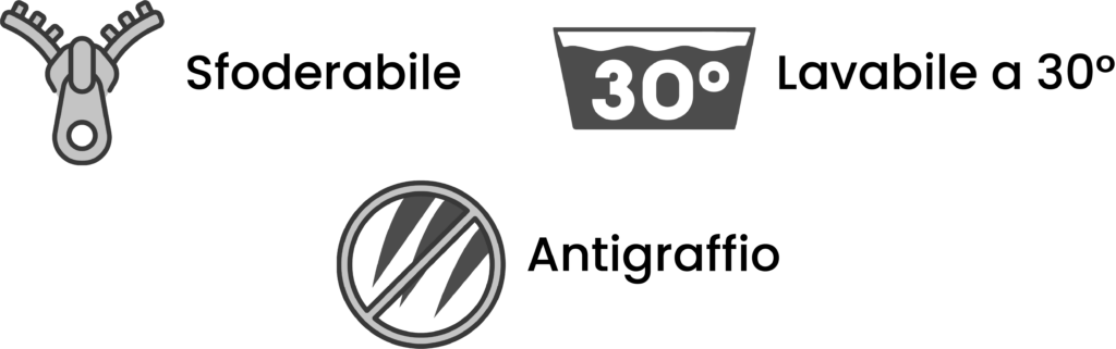 Sfoderabile, lavabile a 30° e antigraffio